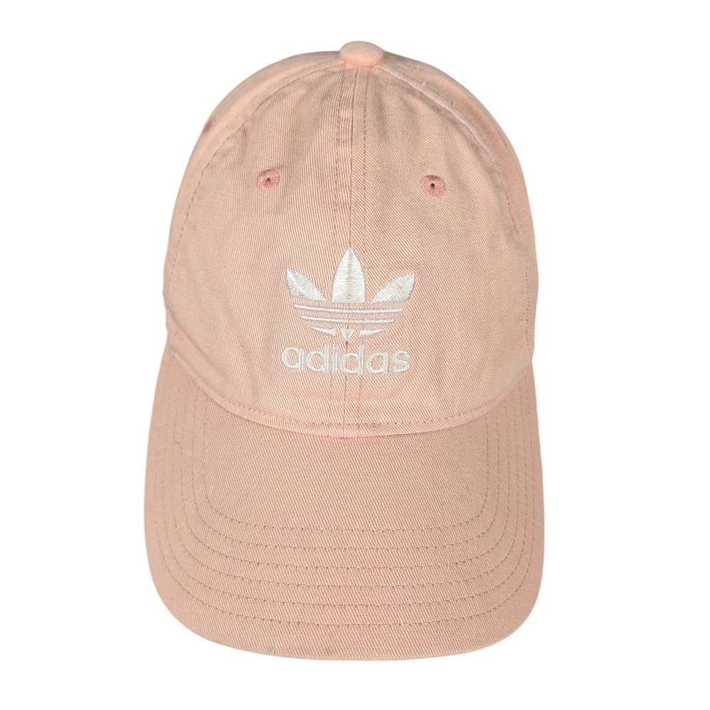 Adidas Baseball Cap Pink Cotton‎ Trefoil Logo Adjustable Strap Women One Size
